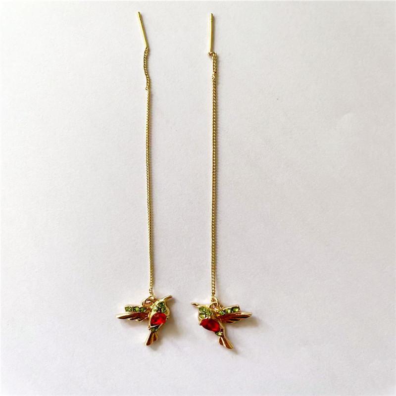 Пара сережек Красные металлические серьги-птицы Персонализированные модные серьги в стиле знаменитостей из Интернета, подходящие для девушек