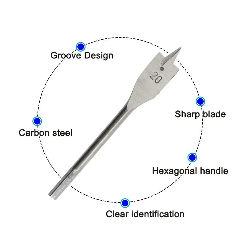 Набор из 6 шт., трехгранное плоское сверло натурального цвета с шестигранной ручкой, открывалка для отверстий в дереве, сверло для деревянных досок, набор инструментов