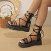 Fashion Ladies Shoes 2024 High Quality Buckle Lace Up Women's Sandals Solid Open Toe Platform Water Proof Roman  Beach Sandals Women
