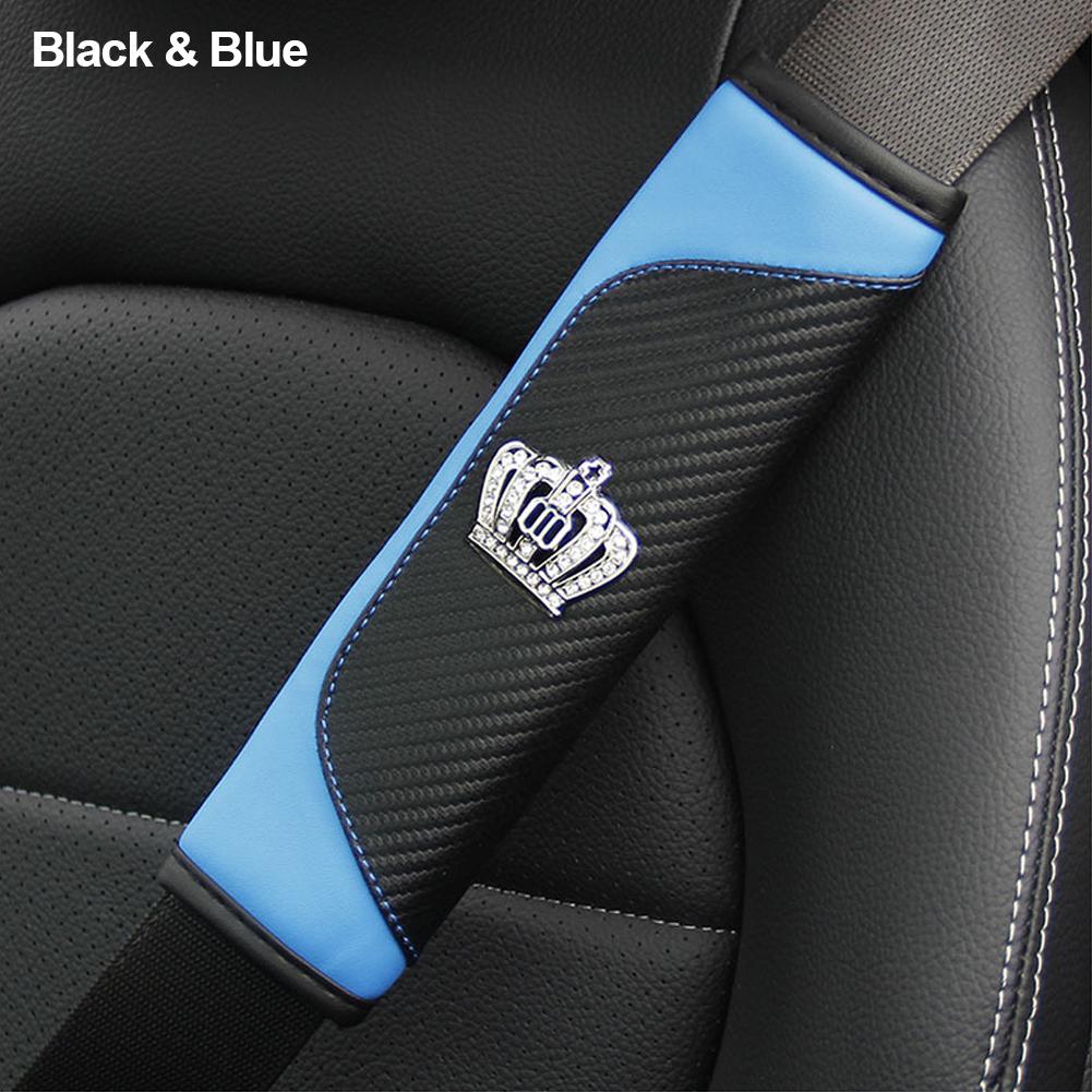 Чехол на ремень безопасности автомобиля из углеродного волокна Crystal Crown, накладка на ремень безопасности, аксессуары для салона автомобиля