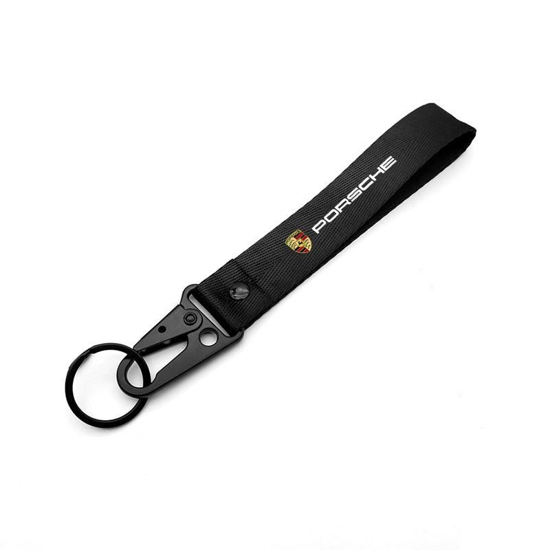 For Porsche Cayenne Panamera Macan 911 Taycan Boxster Cayman 918 Pajun Car Keychain Nylon Braided Wristband Lanyard Accessories
