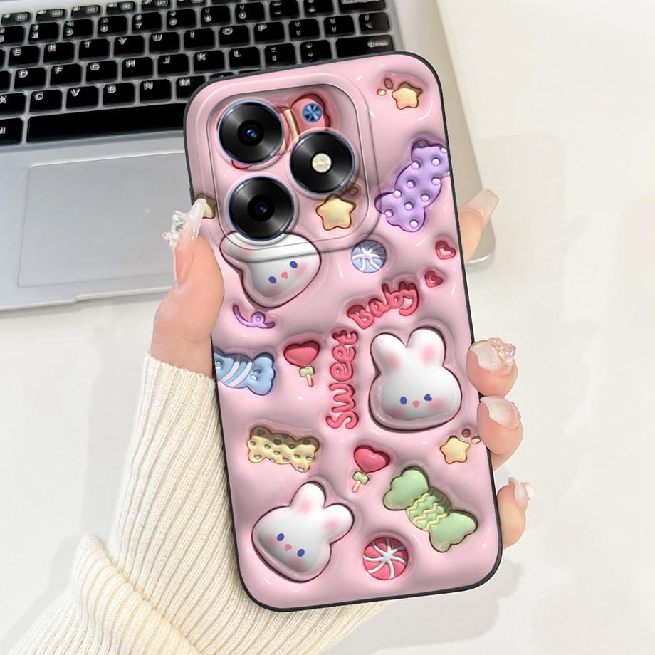 Чехол для Tecno Spark Go 2024 Tecno Spark 20c 20 Pop 8 Funda Эстетичный Мультяшный Панда Кролик Защита Камеры Матовый Мягкий Чехол