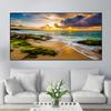 Пейзаж Гавайи Зеленый океан облачно желтый закат пляж холст картины постеры и принты настенные художественные фотографии домашний декор без рамки