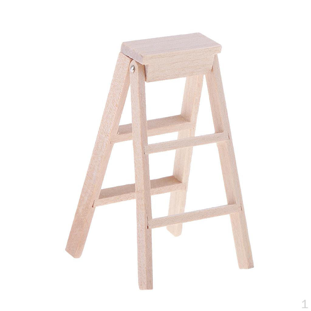 1:12 Dollhouse Mini Accessory Outdoor Garden Wooden Folding Working Ladder
