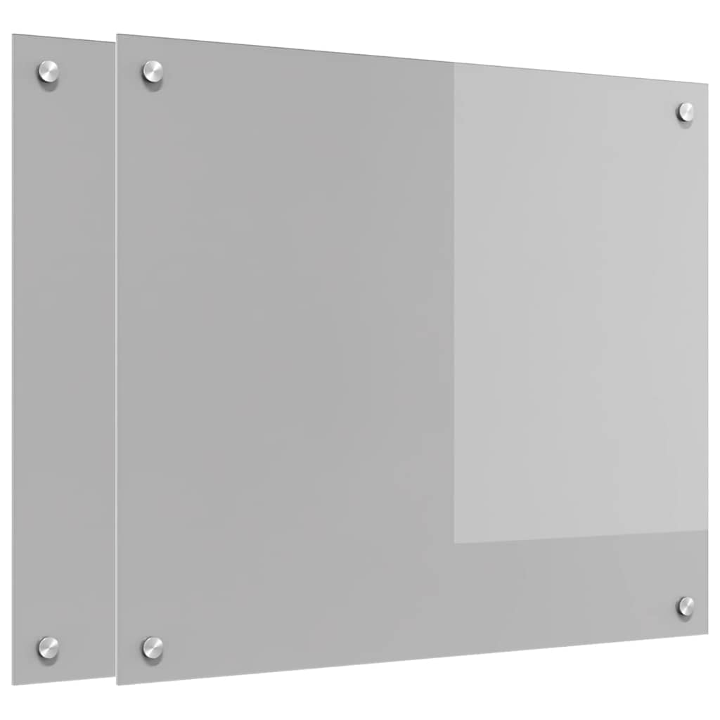 Kitchen Splashback 2 pcs Light Grey 70 x 60 cm Tempered Glass