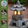 Solar LED Pagoda Lantern for Balcony Garden, Outdoor Statue Light, Japanese Resin Landscape, Decorative Lamp Ornament