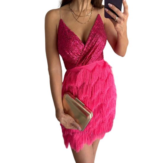 Women Dress Sexy Style Sequin Cocktail Dress Elegant Sleeveless High Waist Midi Dress for Date Party