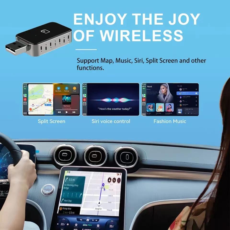 New Wired To Wireless CarPlay Android Auto Adapter Smart Mini Box for OEM Car Stereo Plug and Play Smart Automatic Connection