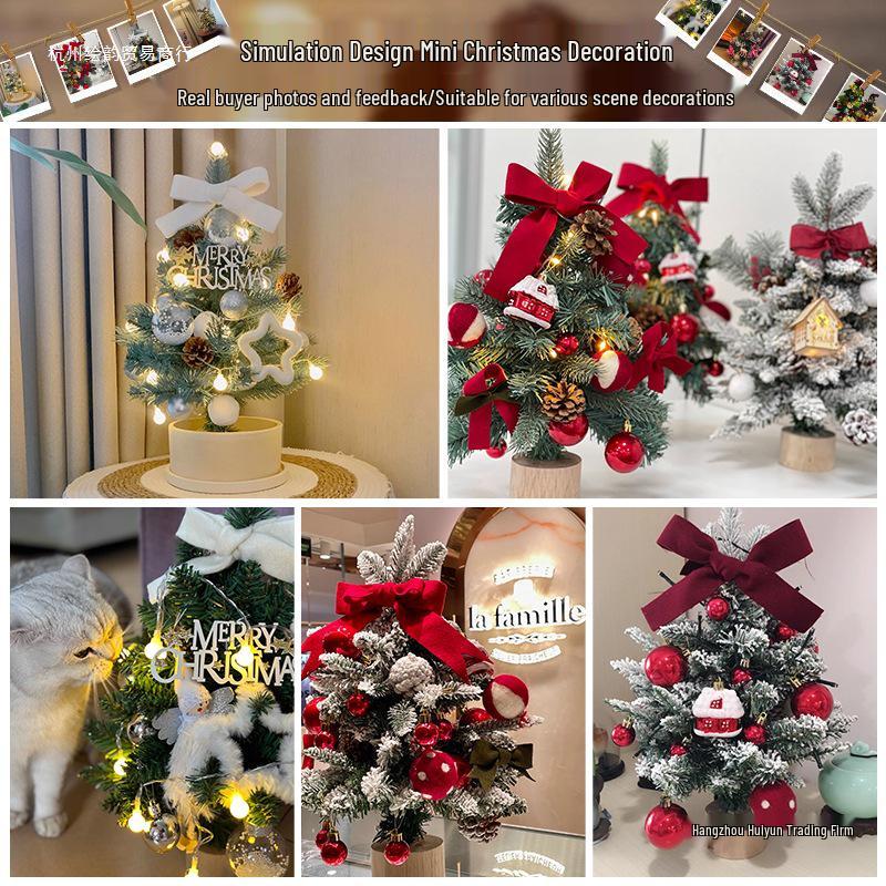 Мини-настольная рождественская елка со светом и украшениями