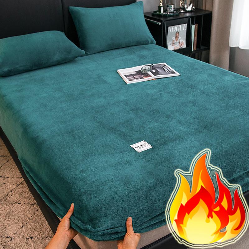2025 Теплая зимняя простыня, Мягкая на ощупь и плюшевая толстая простыня-наматрасник, Розовая Зеленая Синяя Серая Черная