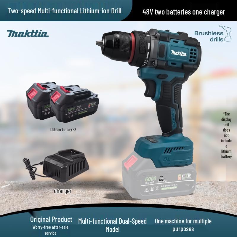 Бесщеточная ручная дрель и электрический молоток в стиле Makita с перезаряжаемой литиевой батареей