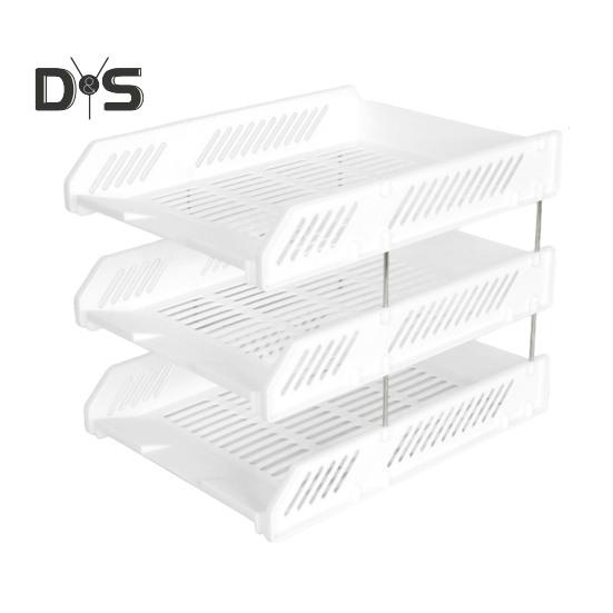 3 Tier Stackable Letter Tray Desk Paper Organizer Plastic File Document Storage Rack for Home Office School