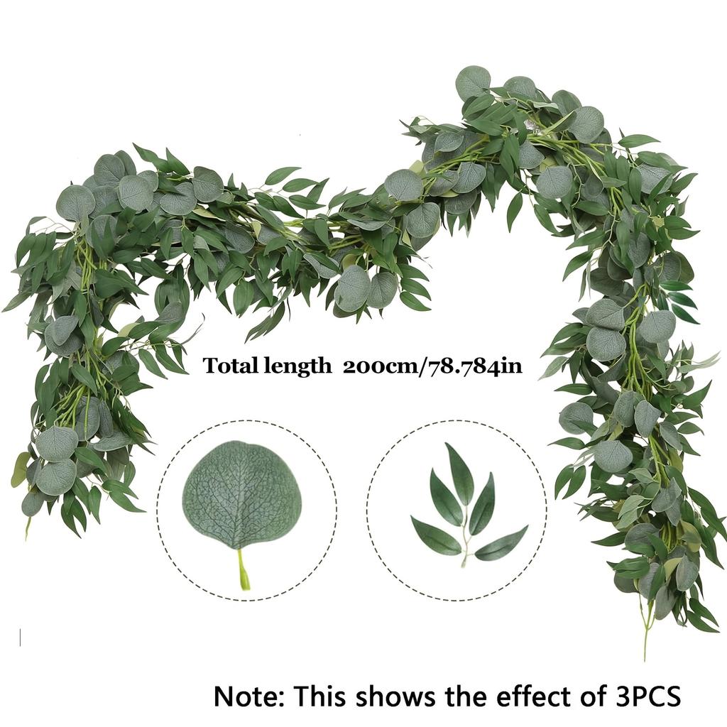 Artificial Eucalyptus Leaf Vine, Eucalyptus Artificial Fake Flower Vine Home Decoration Wedding Background Green Plants