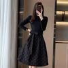 Luxury Women's Black Jacquard A-Line Dress - 2025 Spring Collection