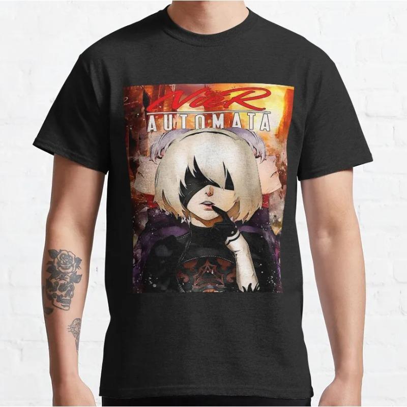 Мужская футболка Yorha Nier Automata Хлопок 100% Топы Смешная С коротким рукавом Круглый вырез YoRHa № 2 Тип B Большие размеры Футболки