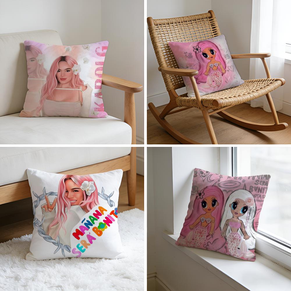 Cushion Cover Washed Linen Soft Breathable Decorative Case Sofa Home Pillow cover Singer KKarol G Funny MManana Sera Bonito