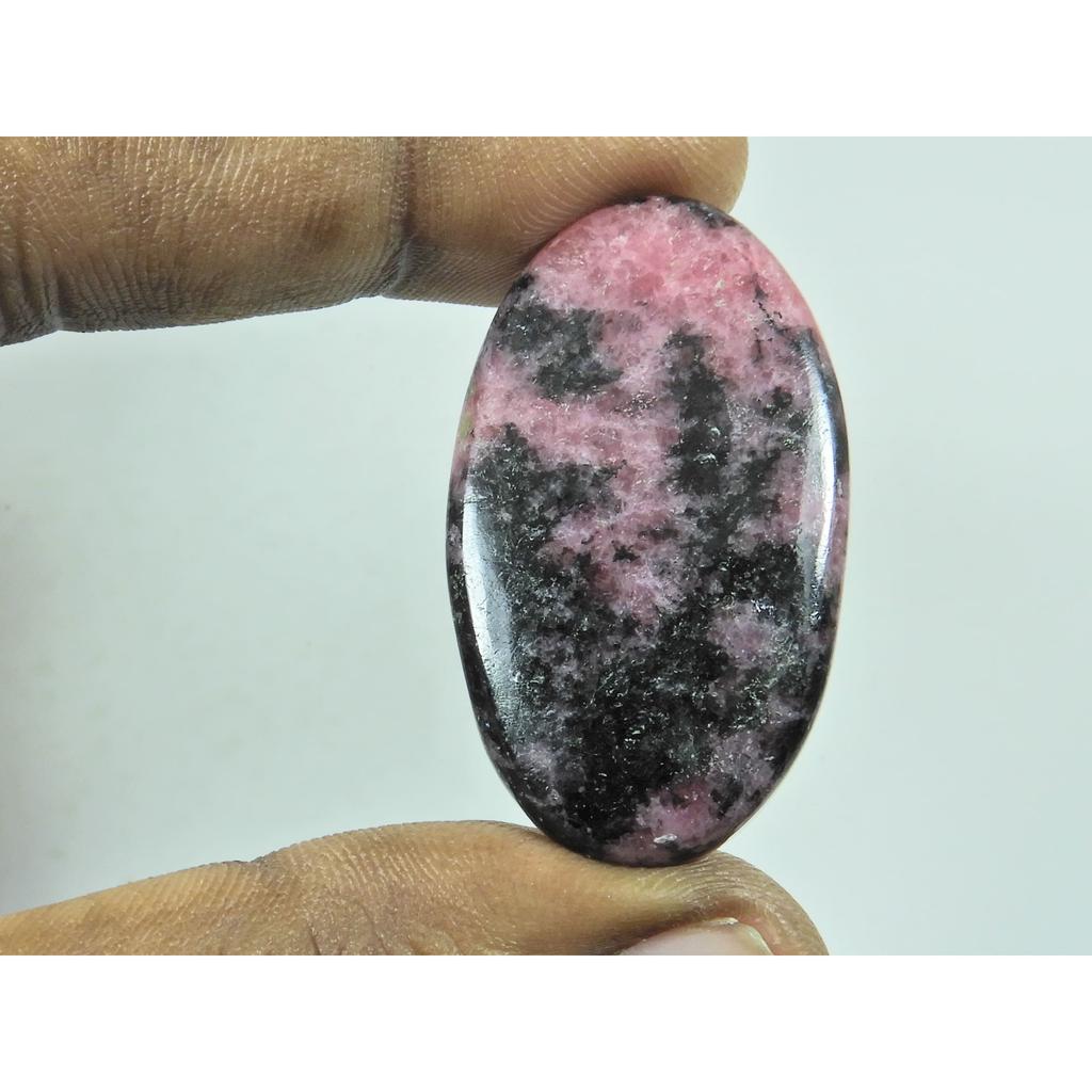 22X41X05MM Natural Pink Rhodonite Designer Oval Cabochon Loose Gemstone G-80