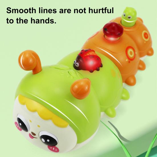 Electric Crawling Caterpillar Toy with Light Music Educational Baby Tummy Time Light-up Movable Eyes Cartoon Caterpillar Musical Toy Toddlers