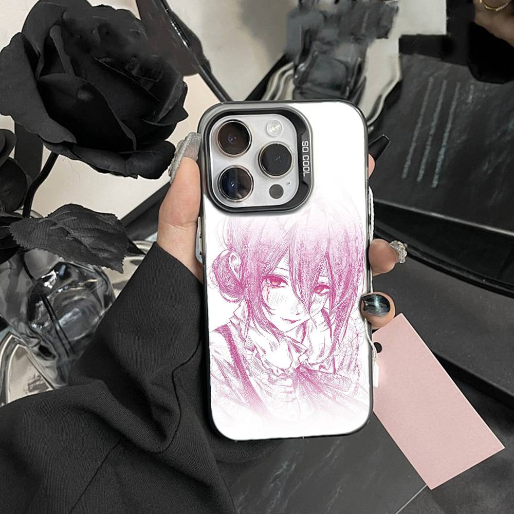 Чехол для телефона K-Reze C-Chainsaw Man для iPhone 17, 16, 15, 14, 13, 12 Pro Max белый Конфетный Матовый Ударопрочный Чехол
