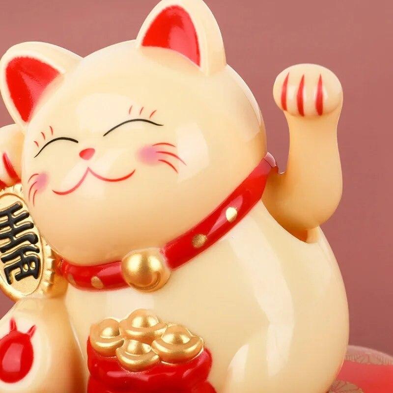 1 шт. Lucky Cat на солнечных батареях Maneki Neko, махающие руками, фигурки кошек Fortune, домашний офис, автомобиль, праздничный, сезонный, новогодний декор