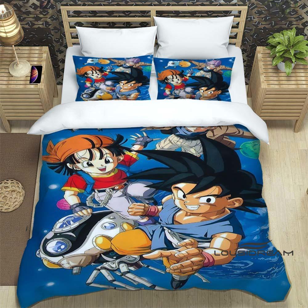 3D Dragon Ball Cartoon Bedding Set (3 Pieces) – Includes Duvet Cover and Pillowcases. Soft and Comfortable.
