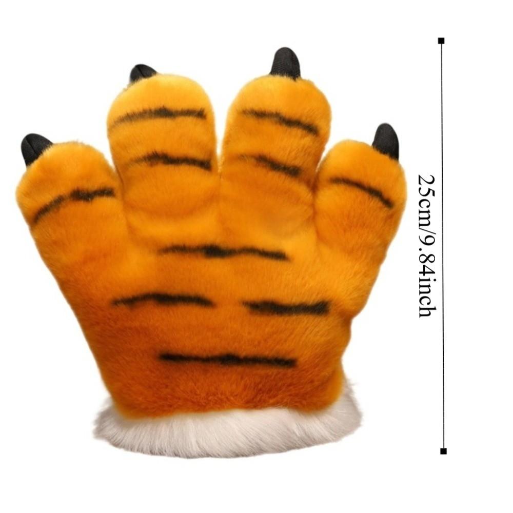 Simulated Faux Tiger Paw Gloves Furry Texture Bear Paw Plush Gloves  Photography Studio