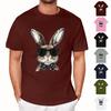Easter - Men's Casual Baggy Bunny Print T-shirt Round Neck Pull-over Short-sleeved Top