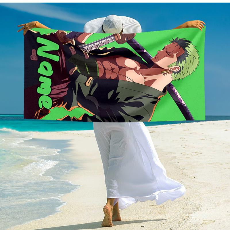Personalized customized proof beach towel with Zoro the Pirate King pattern - soft, absorbent,quick-drying,perfect swimming,camping&bathing