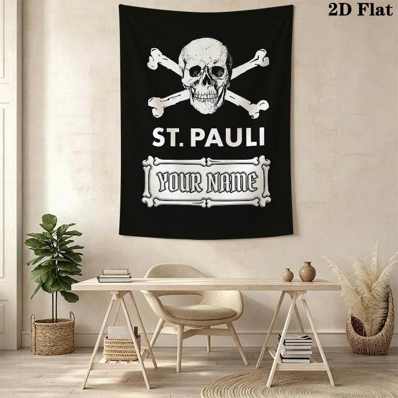 Custom Name St. Pauli Wall Tapestry Aesthetic Wall Hanging Printed Fabric Blanket Decorative Tapestries for Bedroom Living Room Home Decor