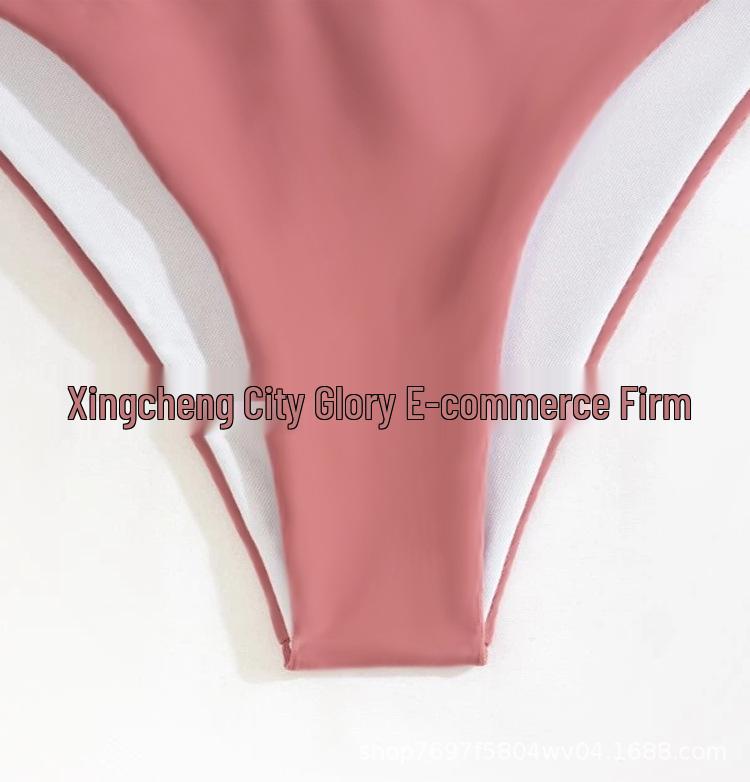 2024 Европейский и американский женский многоцветный купальник-бикини из двух частей с драпировкой - Сексуальное бикини без спинки