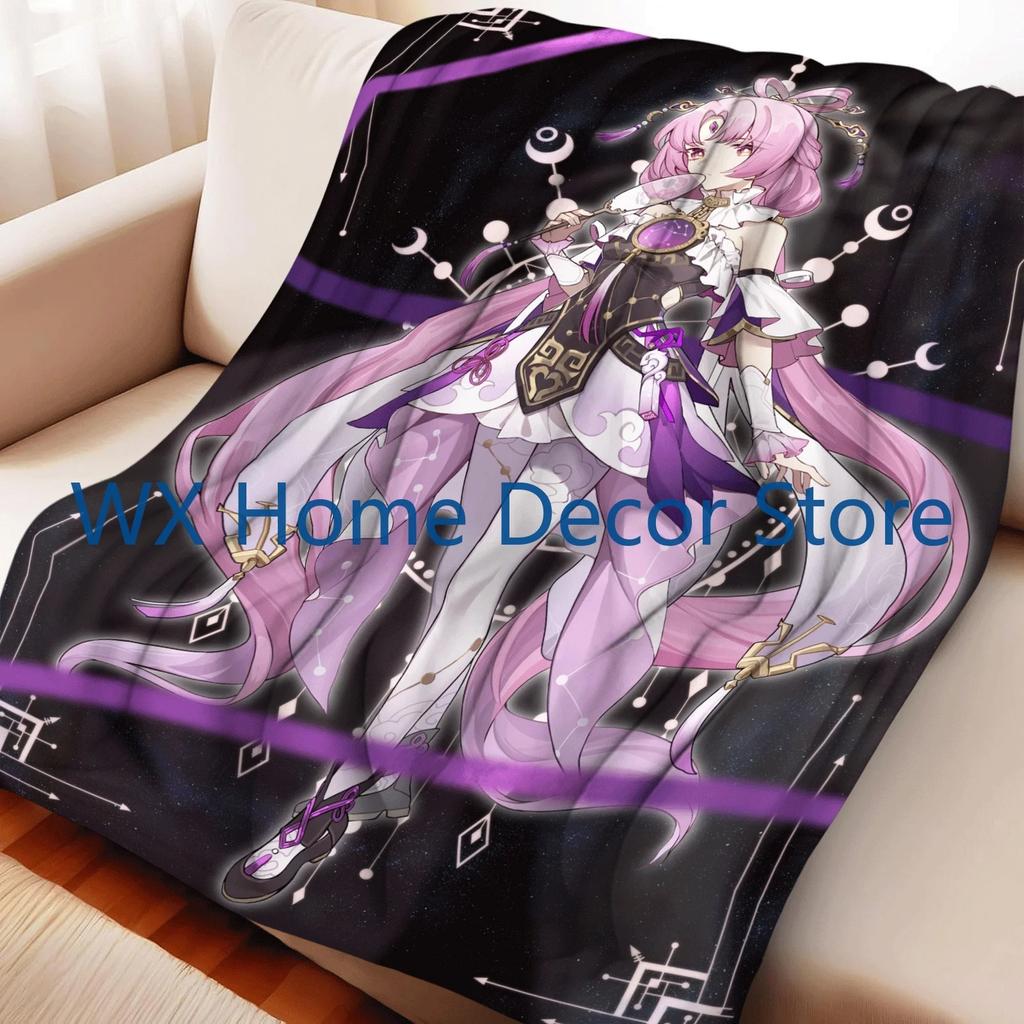 Honkai Star Rail Фу Сюань Аниме Мультфильм Мягкое Плюшевое Пледное Покрывало Для Спальни Гостиной Дивана Кровати Покрытие Для Пикника Фланелевое Покрывало