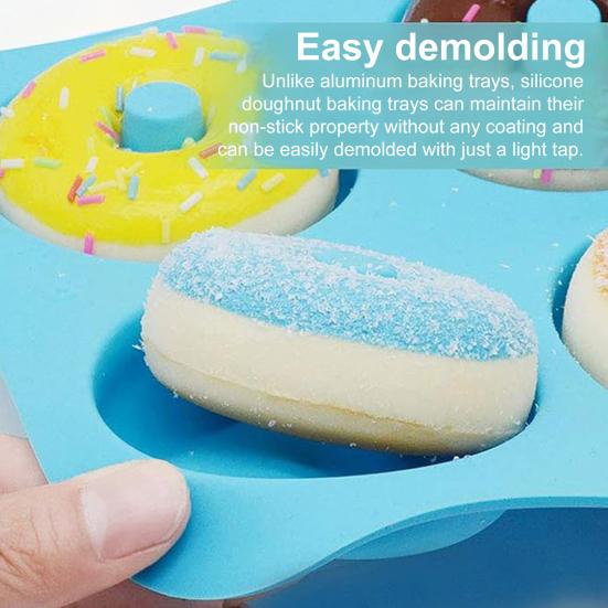 Yousheng Silicone Muffins Donut Mold 6 Cups Dessert Mold Non-Stick Baking Pan for Doughnut Making Pastry Chocolate Cake Dessert DIY Bakeware