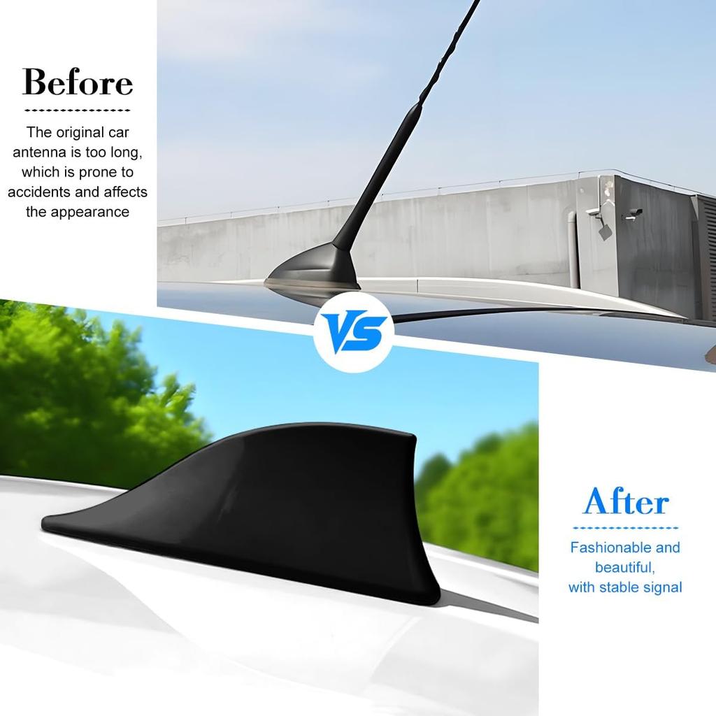 Car Shark Fin Antenna Cover, Top Roof Aerial Base AM/FM Radio Signal Base with Adhesive Tape, Fashionable Automotive Top Decoration Replacement,