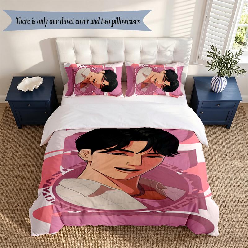 jinu 3‑Piece Bedding Set Soft Microfiber Duvet Cover Pillowcases Comfortable Bed Linen for Bedroom Decoration