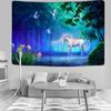 White Horse Tapestry Unicorn Tapestry Home Decoration Sofa Carpet Forest Scenery Living Room Wall Hanging