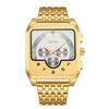Square Waterproof Gold 3 Dummy Display Luminous Analog Stainless Steel Strap Quartz Watch Fashion Watch Gold Birthday Christmas Day Day Gift Men's
