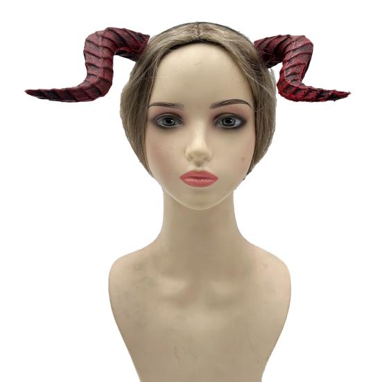 Gothic Devil Horn Headband Imitation Fake Bull Horns Hair Hoop Halloween Dress Up Hair Accessories for Halloween Cosplay Carnival