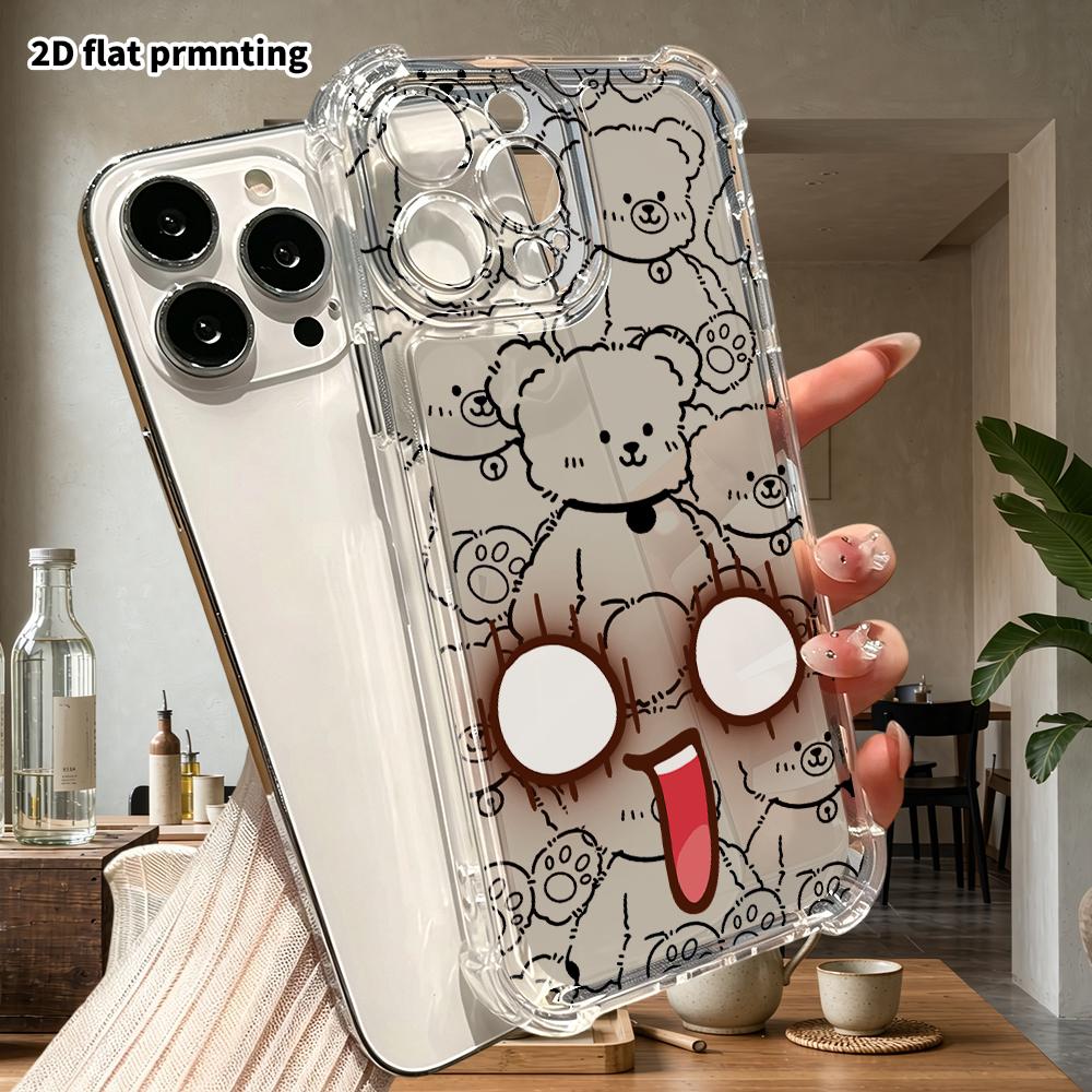 Phone case: 2D flat suitable for iPhone 18 17 16 15 14 13 Pro, transparent with corner protection, wide eyed, Christmas and Halloween gift