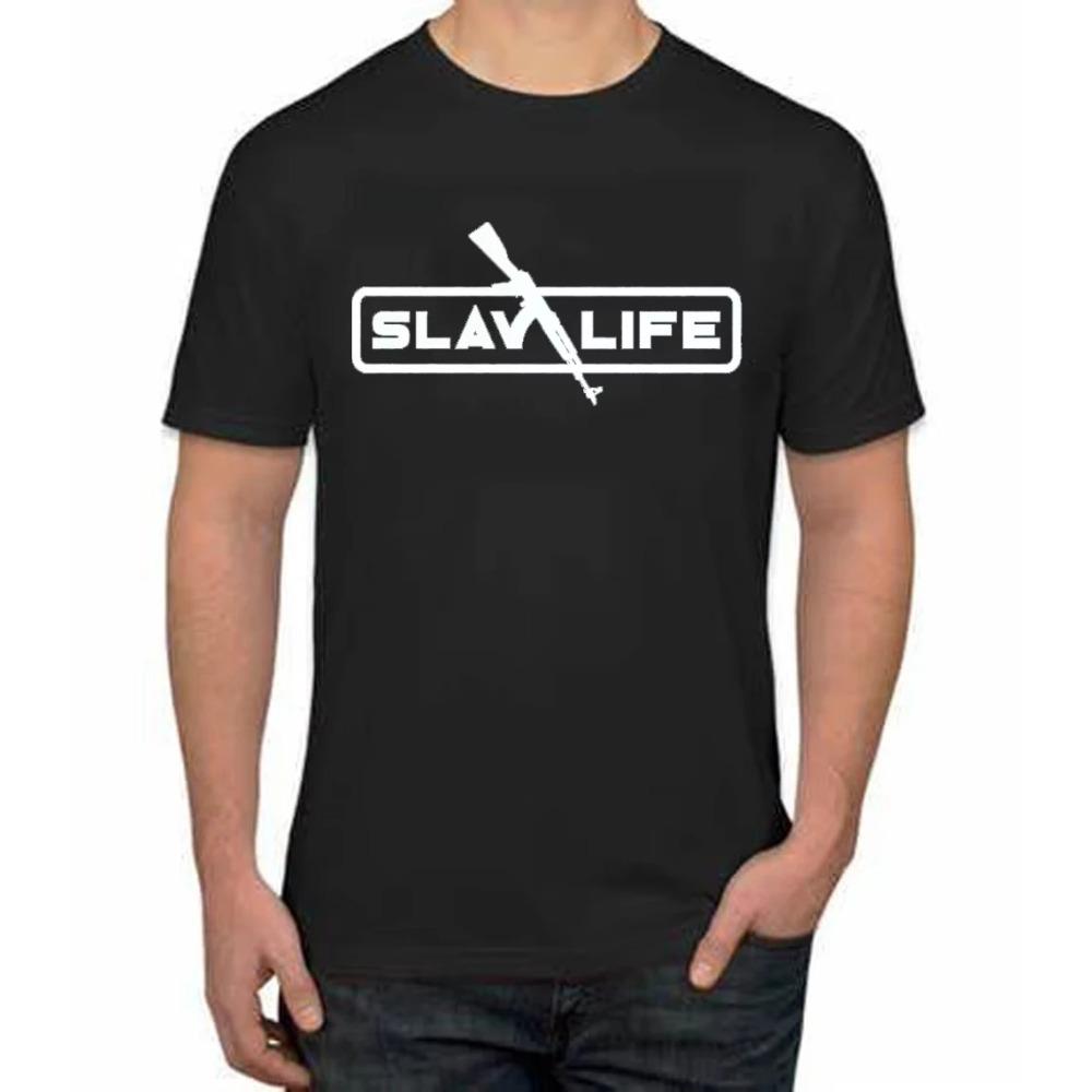 Новая модная футболка Slav Life 100% хлопок с круглым вырезом летняя с коротким рукавом повседневная мужская футболка