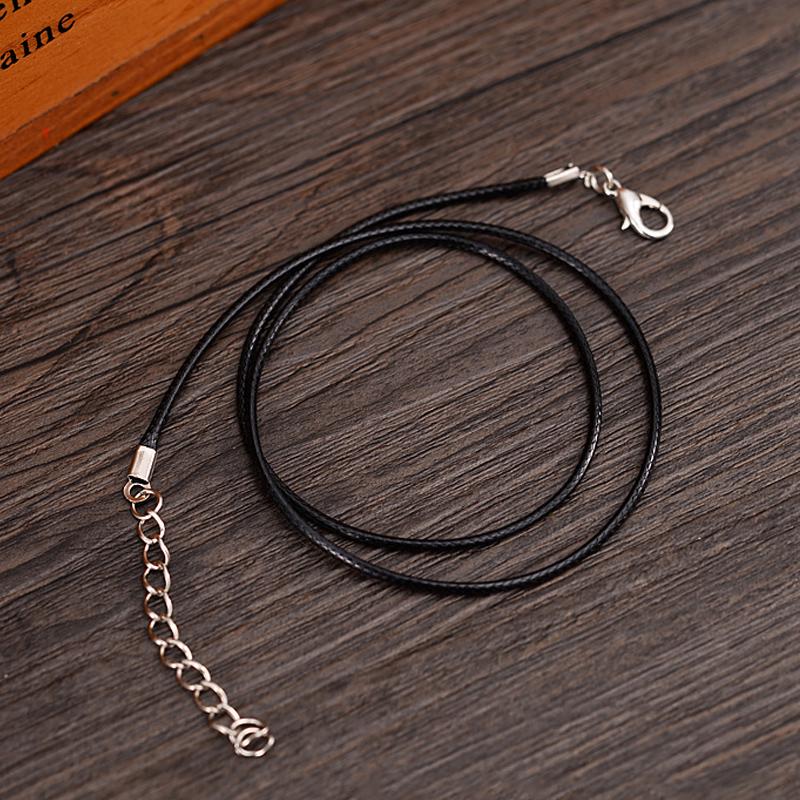 Товары для вечеринок своими руками ожерелье черное унисекс оптовая продажа восковая нить плетеный карабин PU кожаные аксессуары шнур веревка кулон