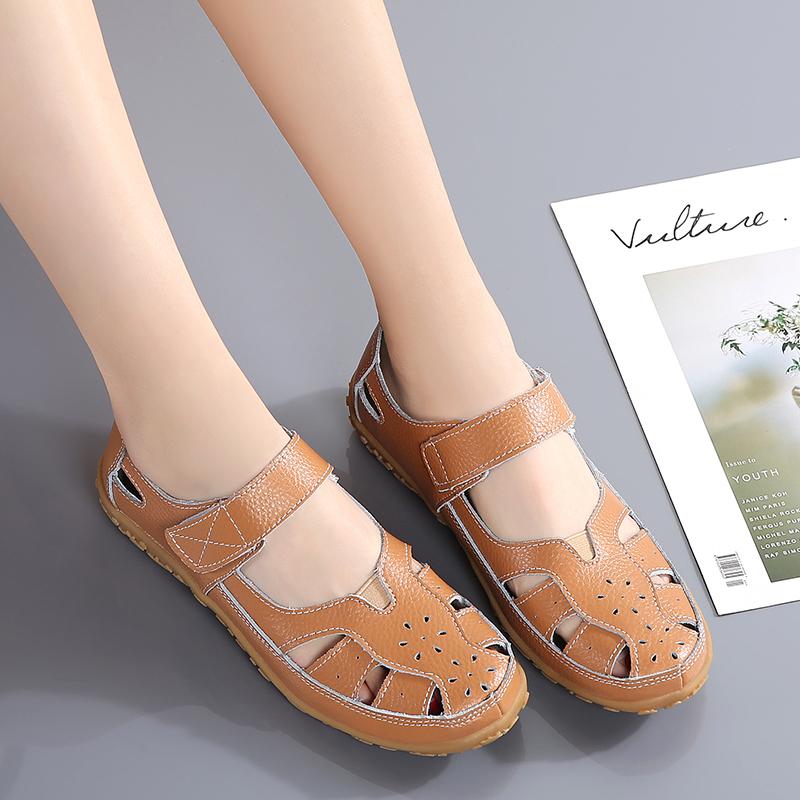 Fashion Sandals Summer Breathable Leather Slippers Women Fashion Non Slip Casual Roman Shoes Ladies Sandals White Shose