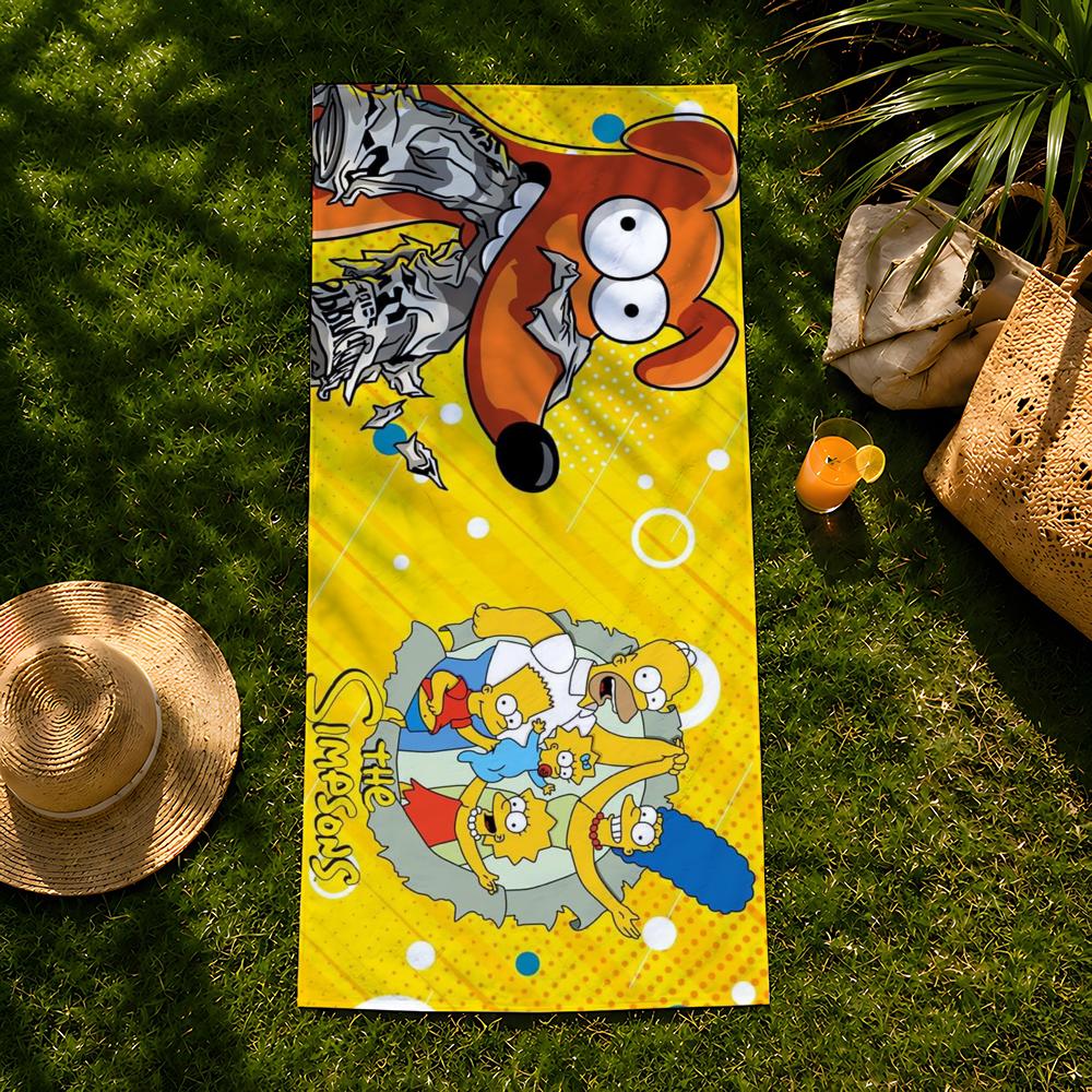 Мультяшное полотенце The S-Simpsons, пляжное полотенце, быстросохнущее впитывающее банное полотенце для плавания, спортзала, кемпинга, отдыха на природе