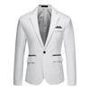 Long Sleeve Suit Jacket Elegant Men's Spring Autumn Suit Coat with Lapel Design Single Button Closure Flap Pockets Formal for A