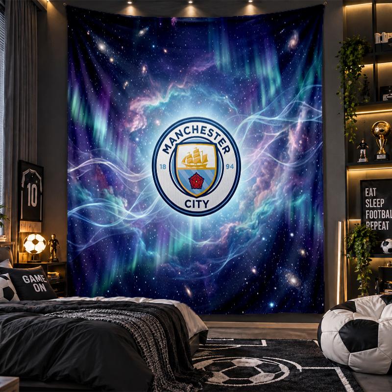 Wall Hanging Tapestry Manchester City Print Cloth for Living Room Bedroom Home Decor