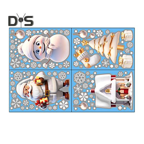 2/4 Pcs Christmas Stickers Santa Claus Snowflake Reindeer Xmas Decals Waterproof Festive Decor Stickers for Windows Glass