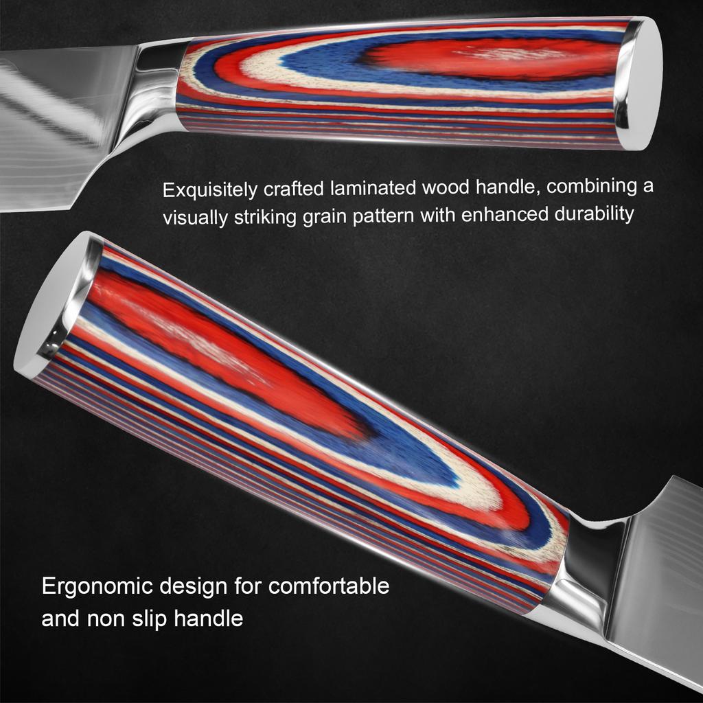 Laser Damascus Barbecue Boning Knife Kitchen Chef Knife Cleaver Meat Fruit Kitchen Knives Vegetable and Fruit Slicing Knife