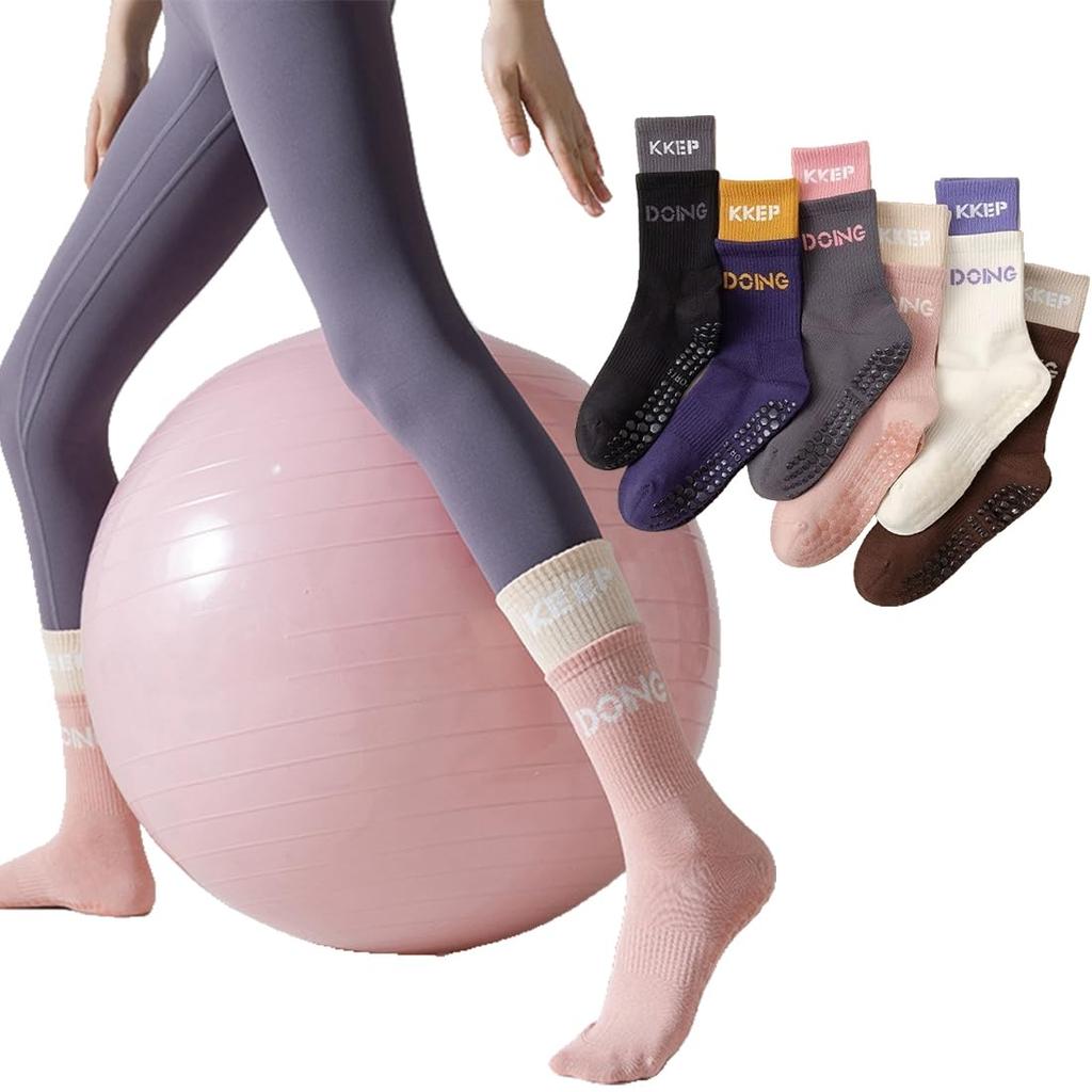HOLRAFAN Yoga Pilates Sports Socks for Yoga and and Cold Weather Available In Multiple Colors Women's Non-Slip Socks, 3-Pair Set, Anti-Odor, Socks,