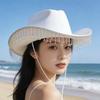 Rhinestone tassel European and American style new western cowboy hat women's versatile sunscreen cowboy hat Internet celebrity explosion jazz hat