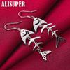 925 Sterling Silver Fish Bone Drop Earrings Jewelry