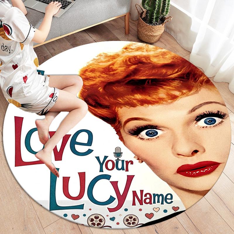 Love Lucy Comics Custom Name Round Area Rug Carpet Rug For Living Room Bedroom Sofa Playroom Decor Nonslip Floor Mat
